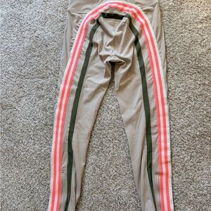 FP Movement by Free People Tan Leggings with Pink and Green Stripes